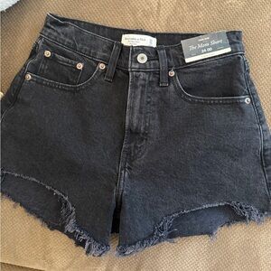 Abercrombie & Fitch Black High-Rise Mom Denim Shorts